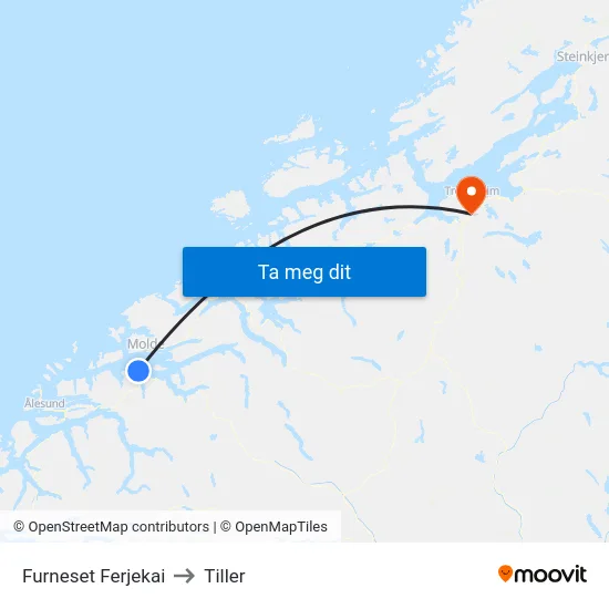 Furneset Ferjekai to Tiller map