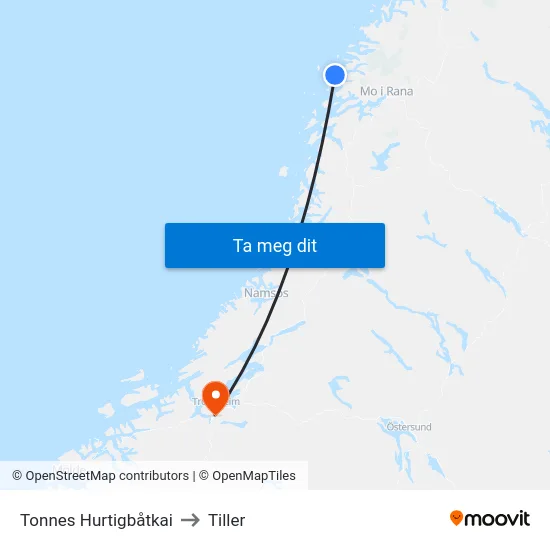 Tonnes Hurtigbåtkai to Tiller map