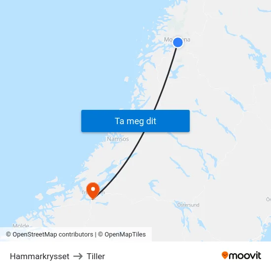 Hammarkrysset to Tiller map