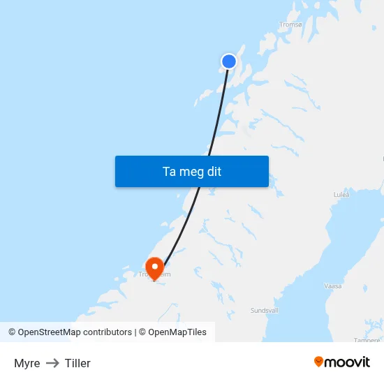 Myre to Tiller map