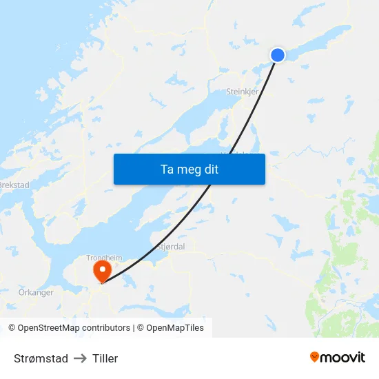 Strømstad to Tiller map
