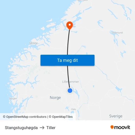 Stangstuguhøgda to Tiller map