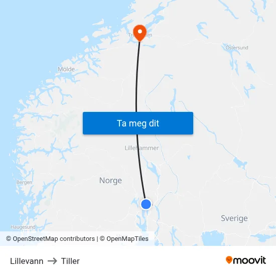 Lillevann to Tiller map