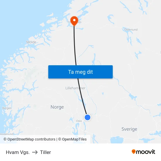 Hvam Vgs. to Tiller map