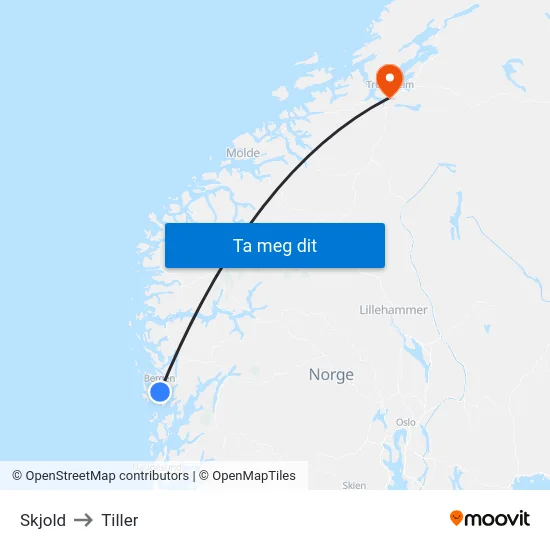 Skjold to Tiller map