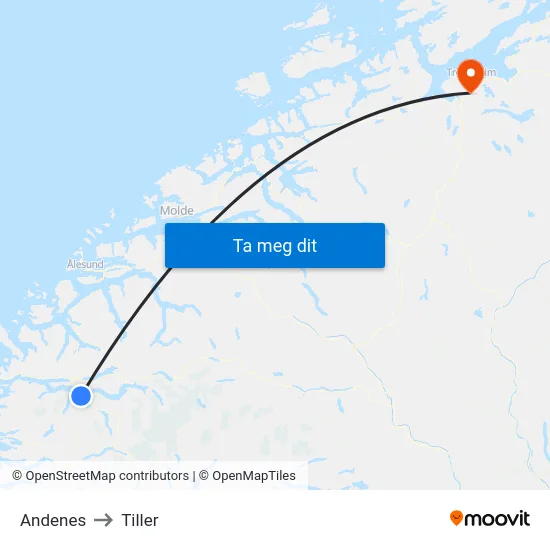Andenes to Tiller map
