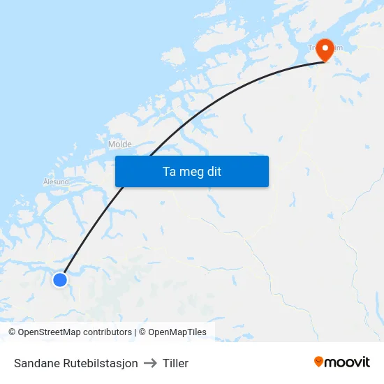 Sandane Rutebilstasjon to Tiller map