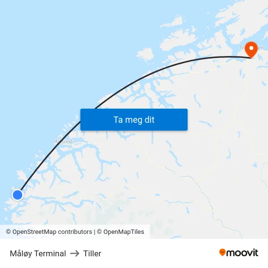 Måløy Terminal to Tiller map