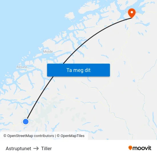 Astruptunet to Tiller map