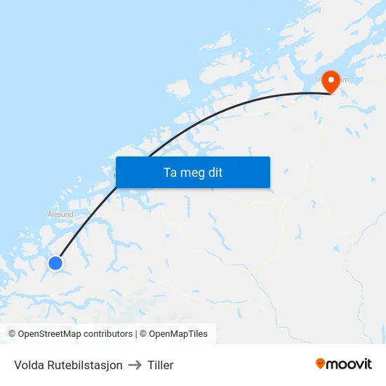 Volda Rutebilstasjon to Tiller map