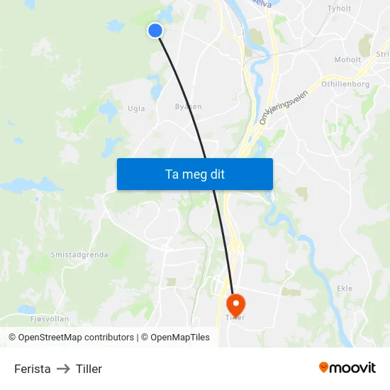 Ferista to Tiller map