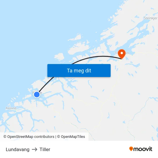 Lundavang to Tiller map