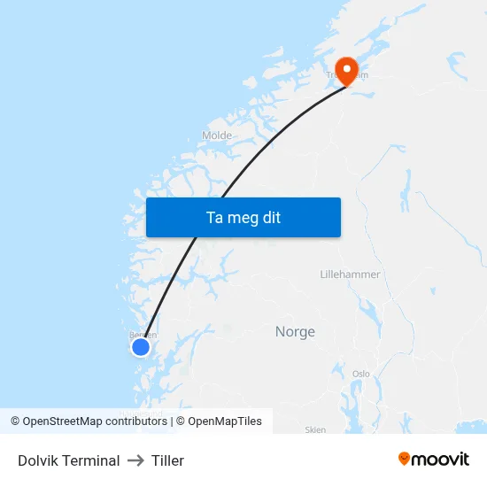 Dolvik Terminal to Tiller map