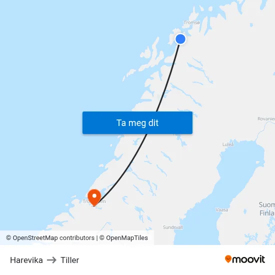 Harevika to Tiller map