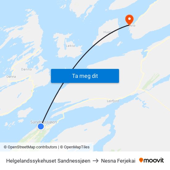 Helgelandssykehuset Sandnessjøen to Nesna Ferjekai map