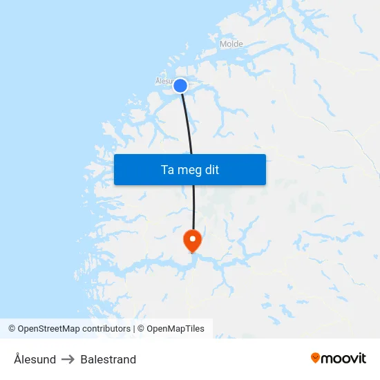 Ålesund to Balestrand map