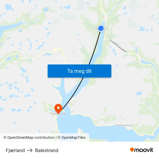 Fjærland to Balestrand map