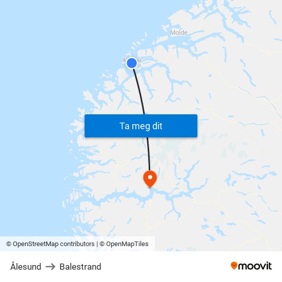 Ålesund to Balestrand map