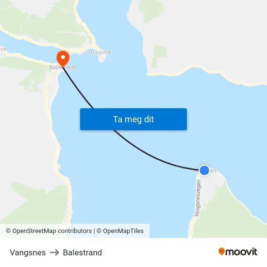 Vangsnes to Balestrand map