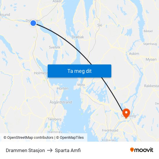 Drammen Stasjon to Sparta Amfi map