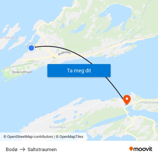 Bodø to Saltstraumen map