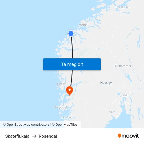 Skateflukaia to Rosendal map