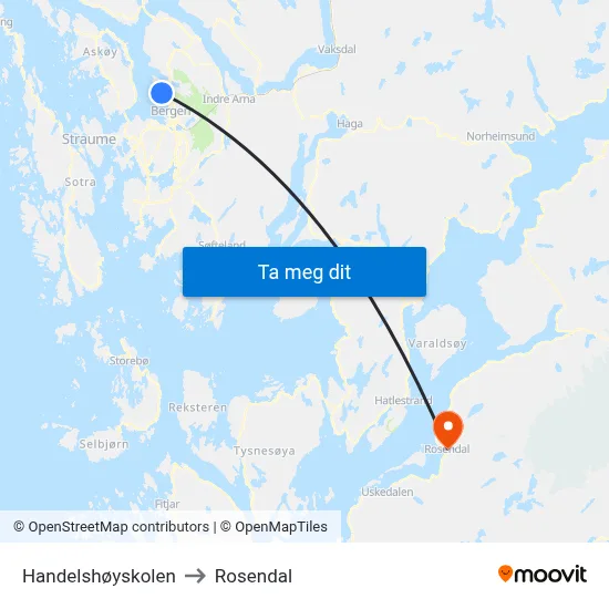 Handelshøyskolen to Rosendal map