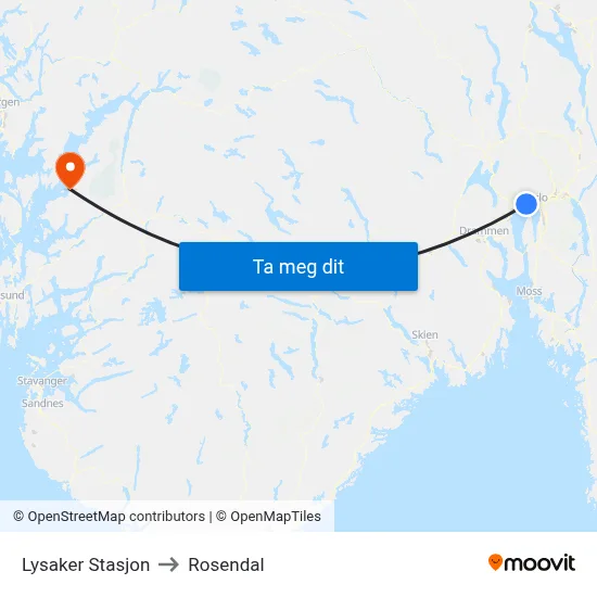 Lysaker Stasjon to Rosendal map