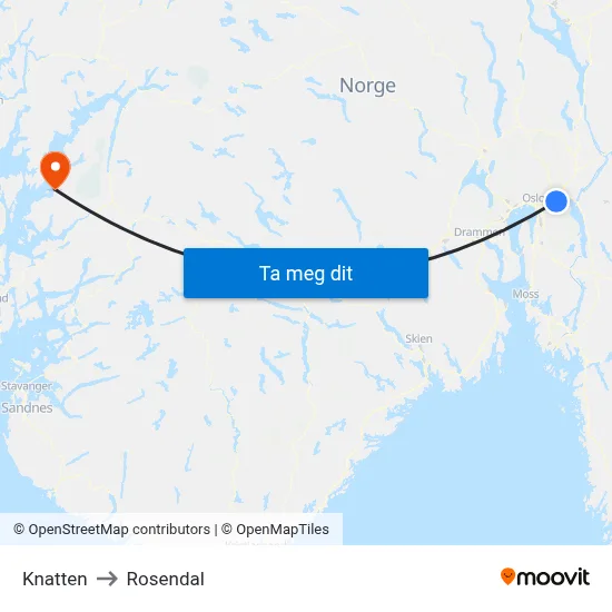 Knatten to Rosendal map