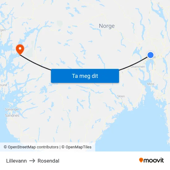 Lillevann to Rosendal map