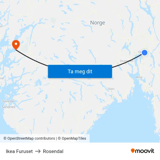 Ikea Furuset to Rosendal map