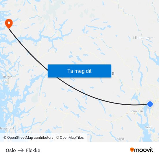 Oslo to Flekke map
