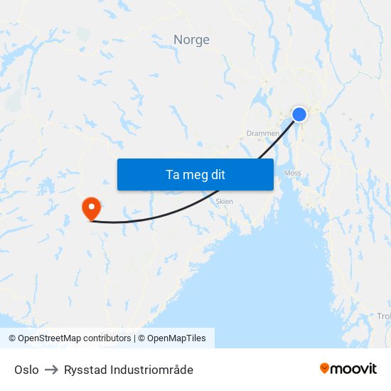 Oslo to Rysstad Industriområde map