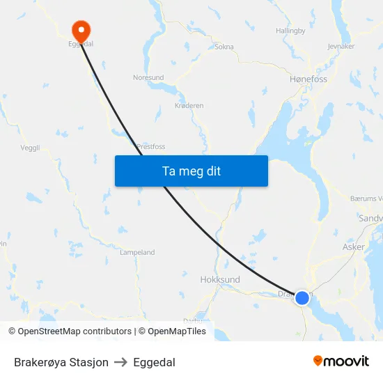 Brakerøya Stasjon to Eggedal map