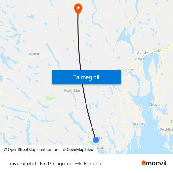 Universitetet Usn Porsgrunn to Eggedal map