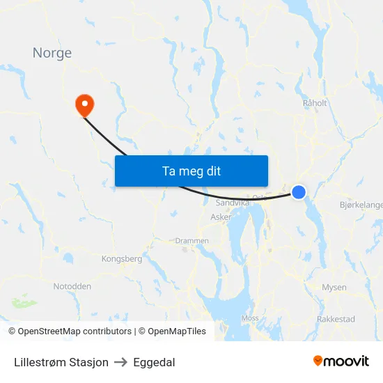 Lillestrøm Stasjon to Eggedal map