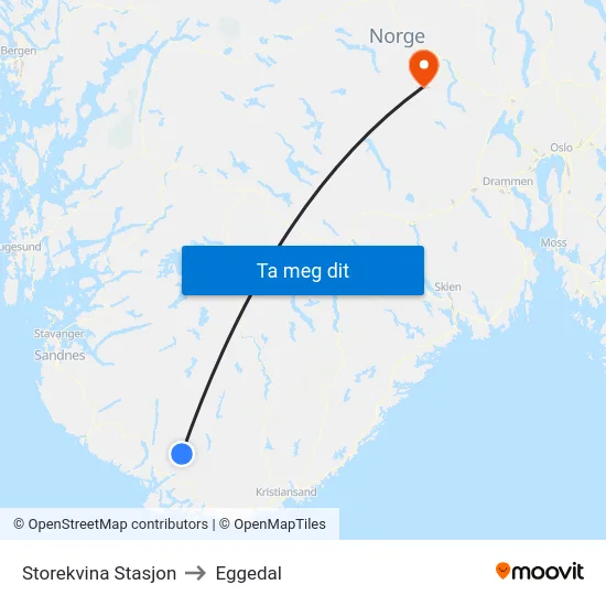 Storekvina Stasjon to Eggedal map