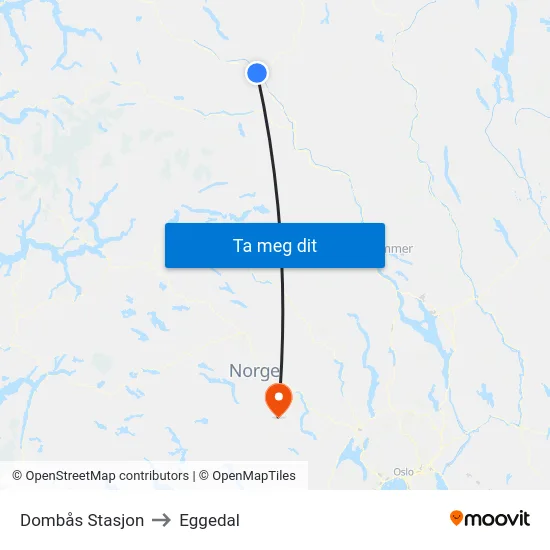 Dombås Stasjon to Eggedal map