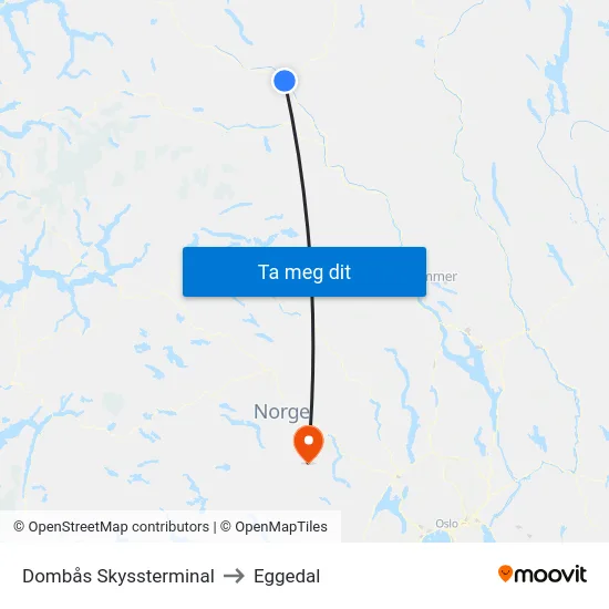 Dombås Skyssterminal to Eggedal map