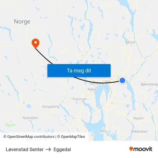 Løvenstad Senter to Eggedal map