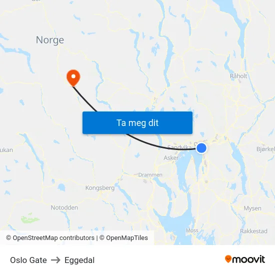 Oslo Gate to Eggedal map