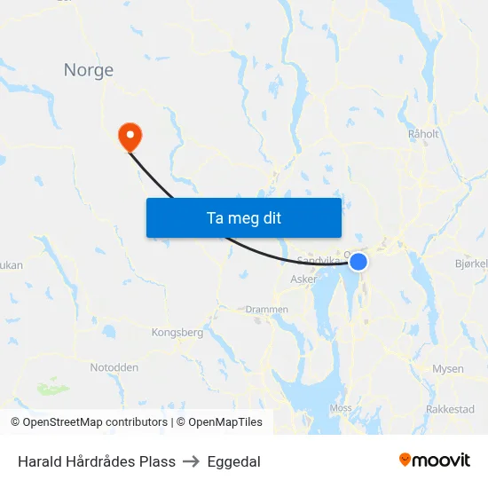Harald Hårdrådes Plass to Eggedal map