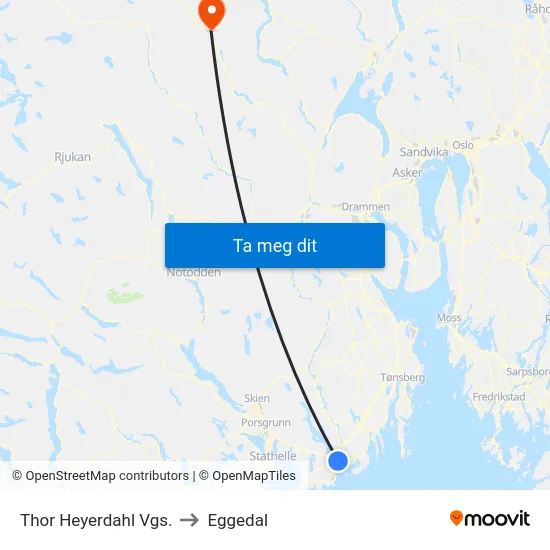 Thor Heyerdahl Vgs. to Eggedal map