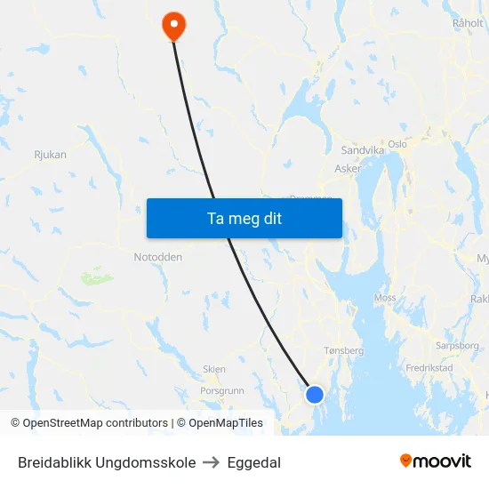 Breidablikk Ungdomsskole to Eggedal map