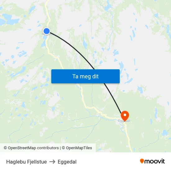 Haglebu Fjellstue to Eggedal map