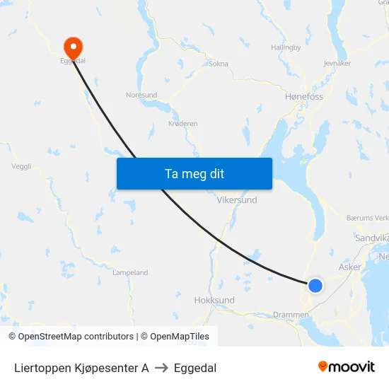Liertoppen Kjøpesenter A to Eggedal map