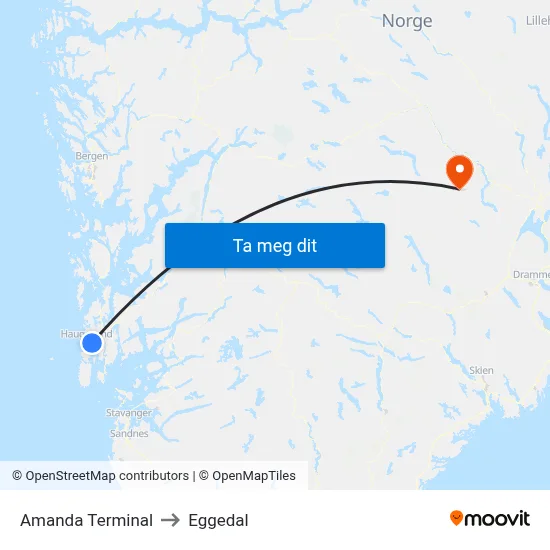 Amanda Terminal to Eggedal map