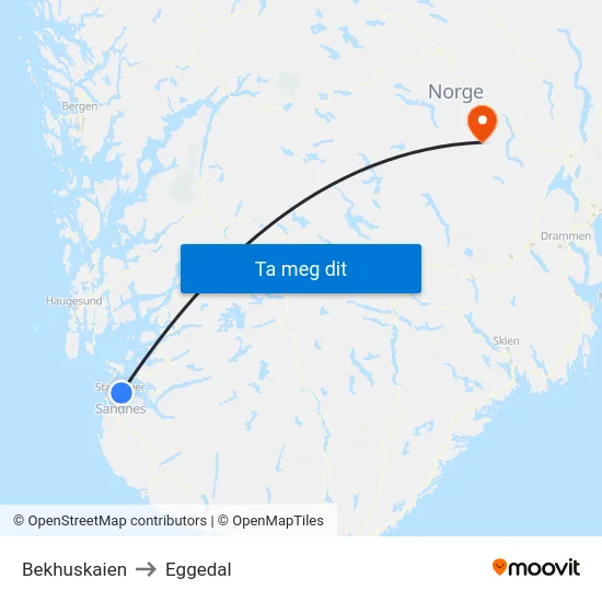 Bekhuskaien to Eggedal map