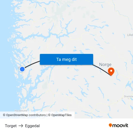 Torget to Eggedal map