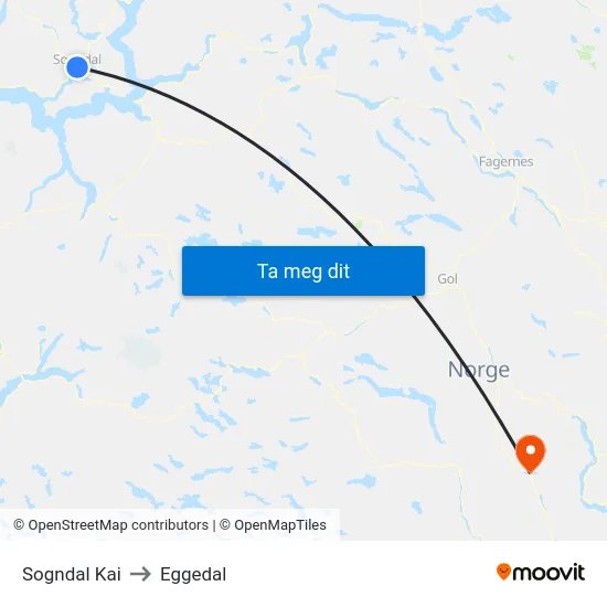 Sogndal Kai to Eggedal map